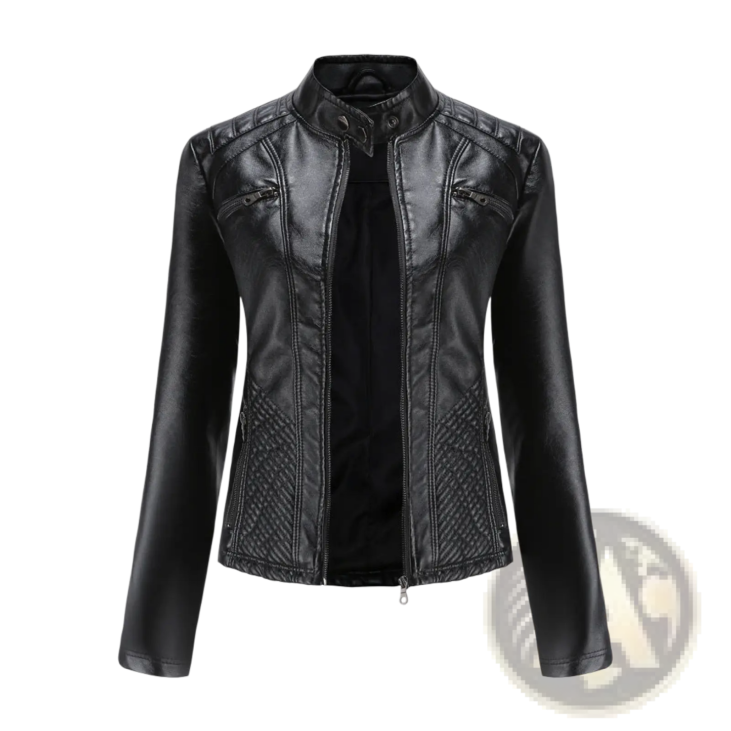 Faux Leather Moto Jacket Quilted Slim Fit Outerwear