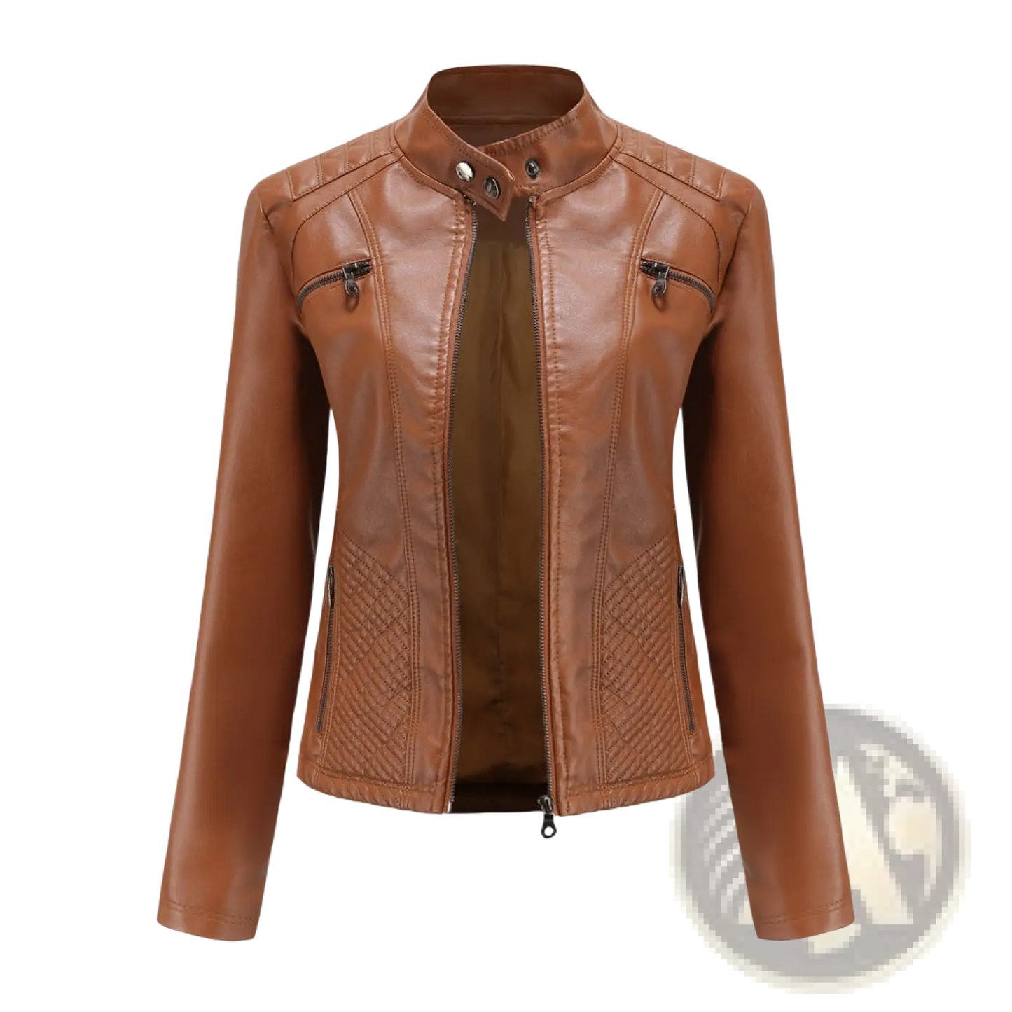 Faux Leather Moto Jacket Quilted Slim Fit Outerwear