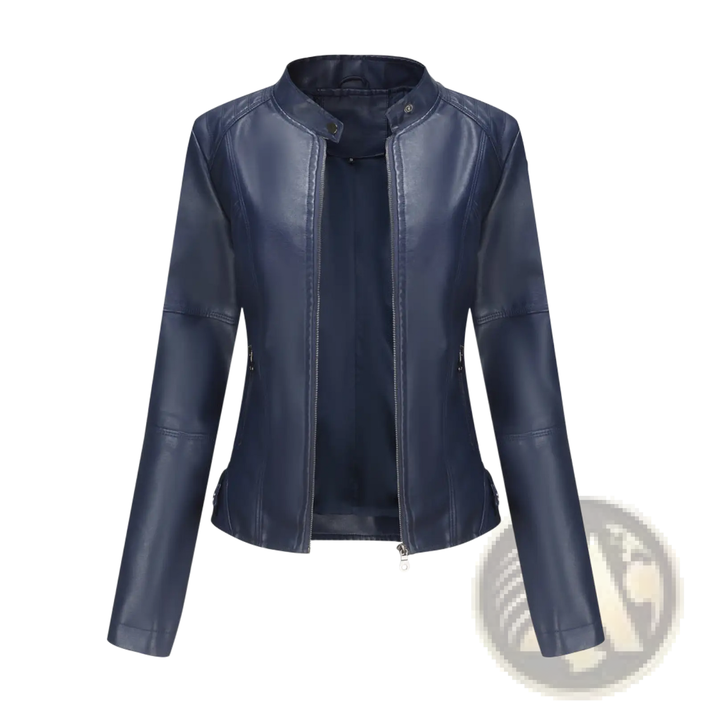 Faux Leather Moto Jacket Slim Fit Stand Collar
