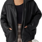 Faux Leather Motorcycle Jacket Plus Size Women's Bomber