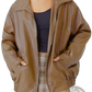 Faux Leather Motorcycle Jacket Plus Size Women's Bomber