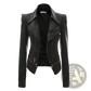Faux Leather Motorcycle Jacket Slim Fit Biker Coat