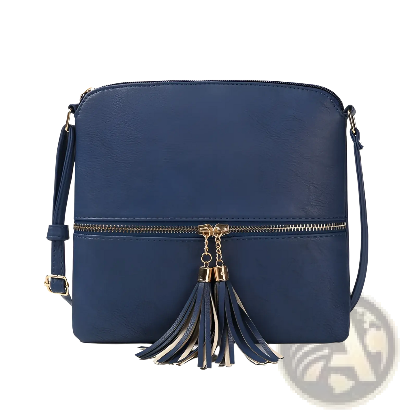 Faux Leather Tassel Crossbody Bag with Zipper Detail