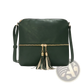 Faux Leather Tassel Crossbody Bag with Zipper Detail