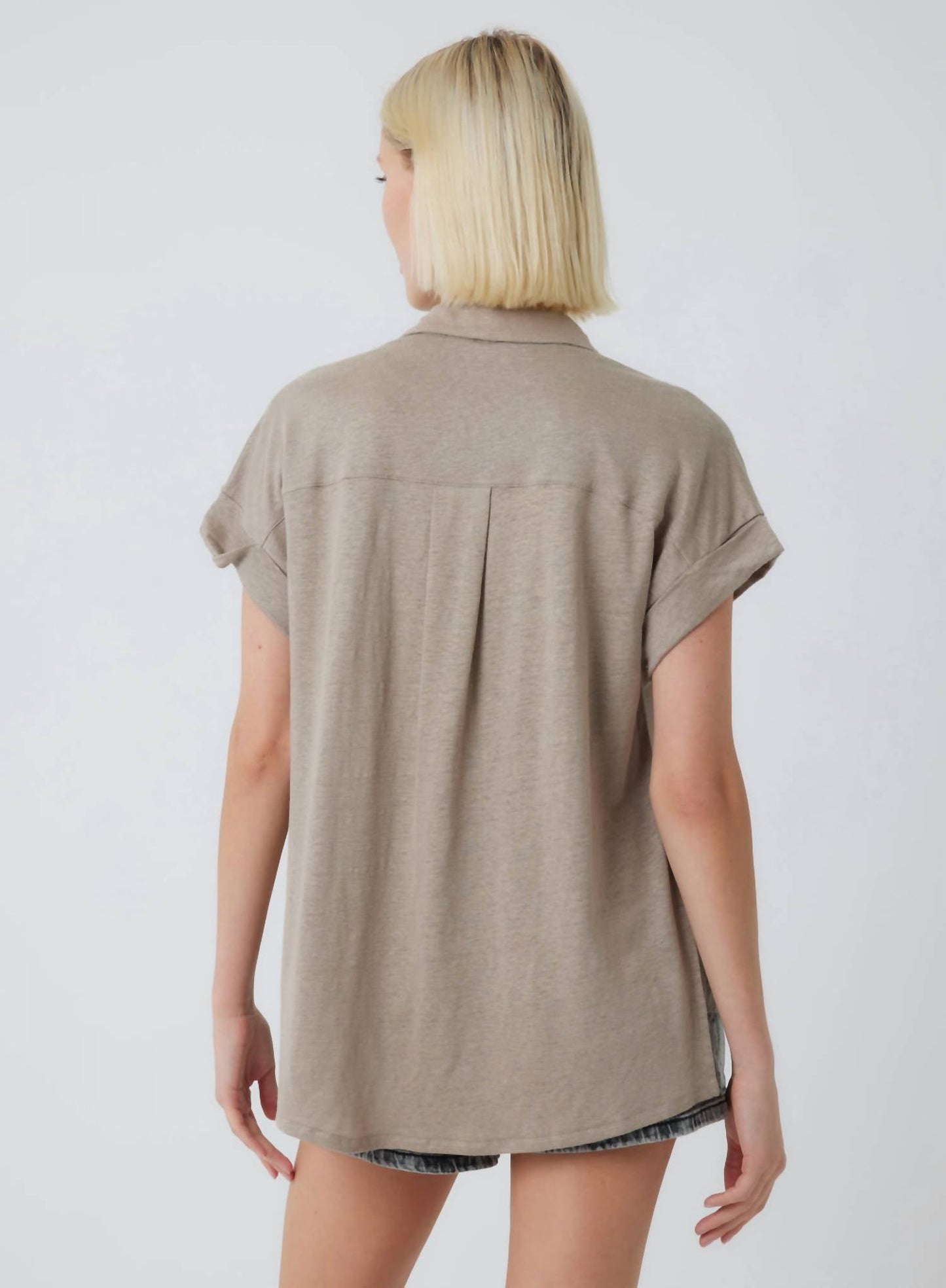Majestic Filatures - Stretch Linen Short Sleeve Shirt With Rolled Cuff