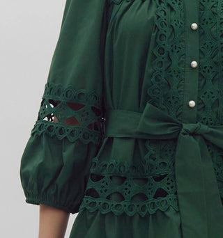 Entro - Pearl Detail Short Lace Dress