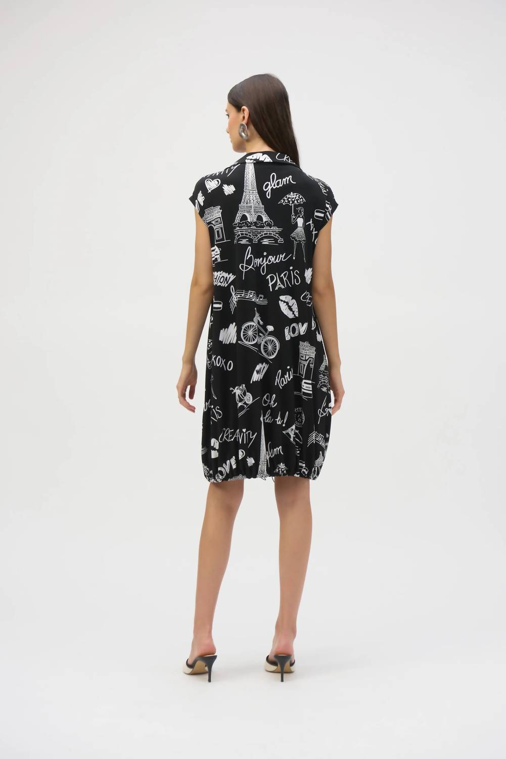 Joseph Ribkoff - Paris Print Cap Sleeve Cocoon Dress