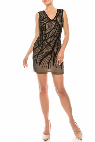 Aidan Mattox - Sleeveless Embellished Mesh Dress