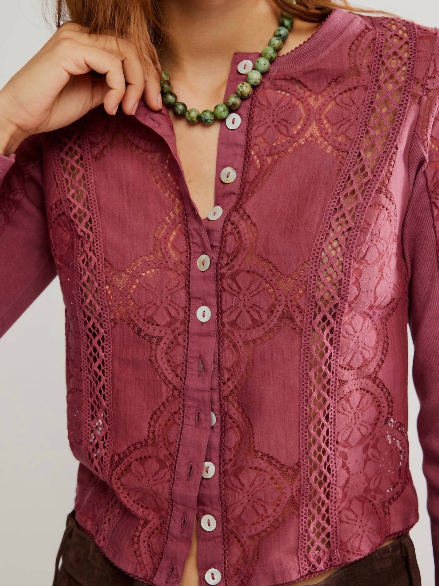 Free People - Jae Sheer Lace Knit Top