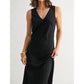 Fun 2 Fun - Satin V-neck Maxi Dress