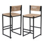 Kitchen Bar Stools with Footrest Set of 2 Paper Rope Weave Dining Chairs