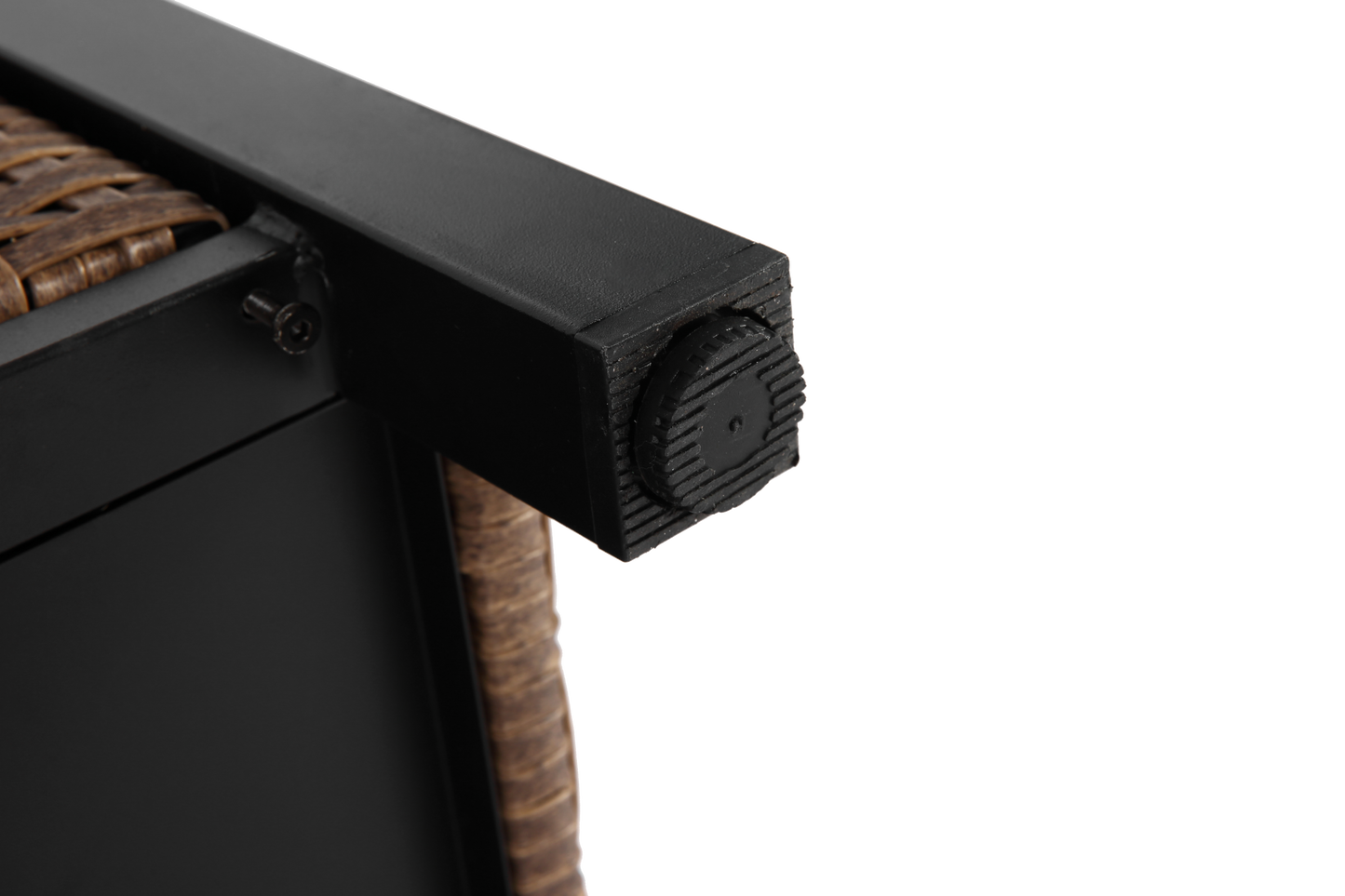 Outdoor Kitchen Wicker Island Rolling Cart & Storage Cabinet Brown