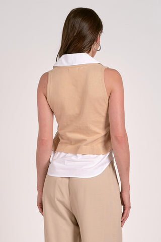 Elan - Sleeveless Layered Sweater Top