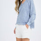 Blu Pepper - Washed V Neck Exposed Seam Top