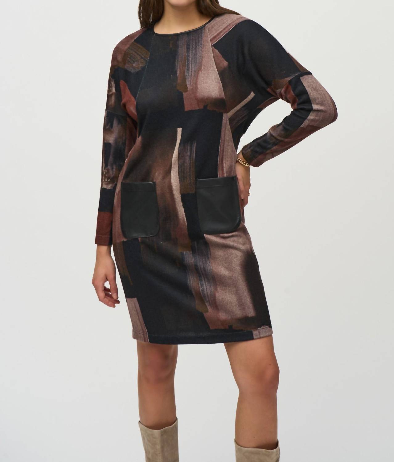 Joseph Ribkoff - Abstract Print Dolman Sleeve Shift Dress