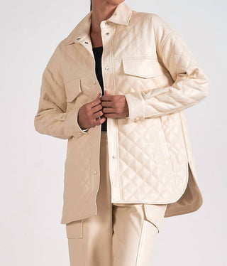 Elan - Faux Leather Quilted Jacket