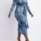 The Curve La - Plus Size Long Sleeve Midi Dress With Self-tie Belt