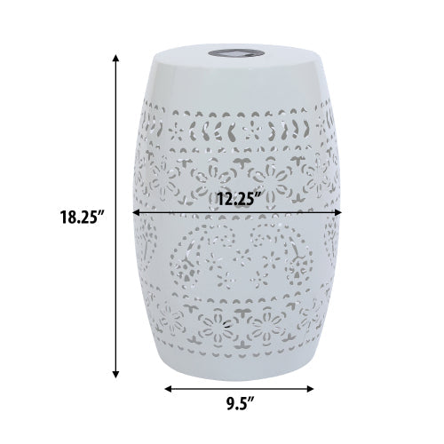 Solar Side Table with Built-in Solar Battery (White)