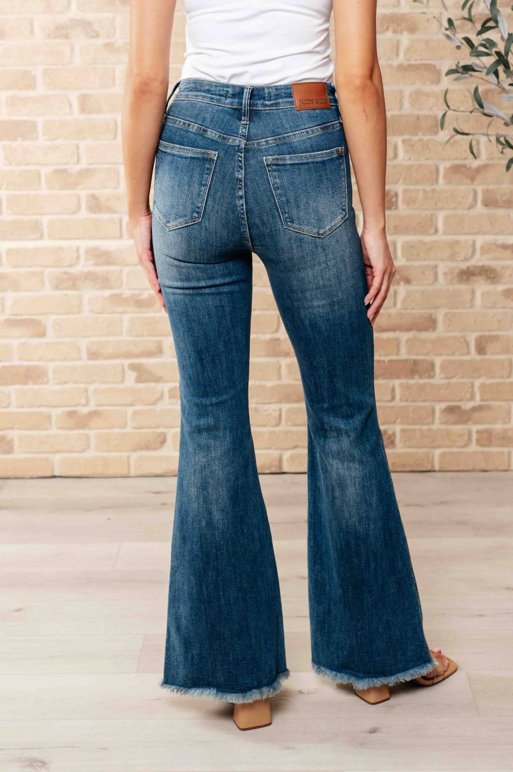 Judy Blue - High Waist Control Top Frayed Hem Flare Jeans