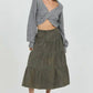 Angie - Button Front Tiered Corduroy Skirt