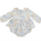 Angel Dear - Baby Girl Edith’s Floral Ruffled Bubble Romper With Peter Pan Collar & Skirt