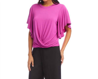 Karen Kane - Flutter Sleeve Drape Front Top