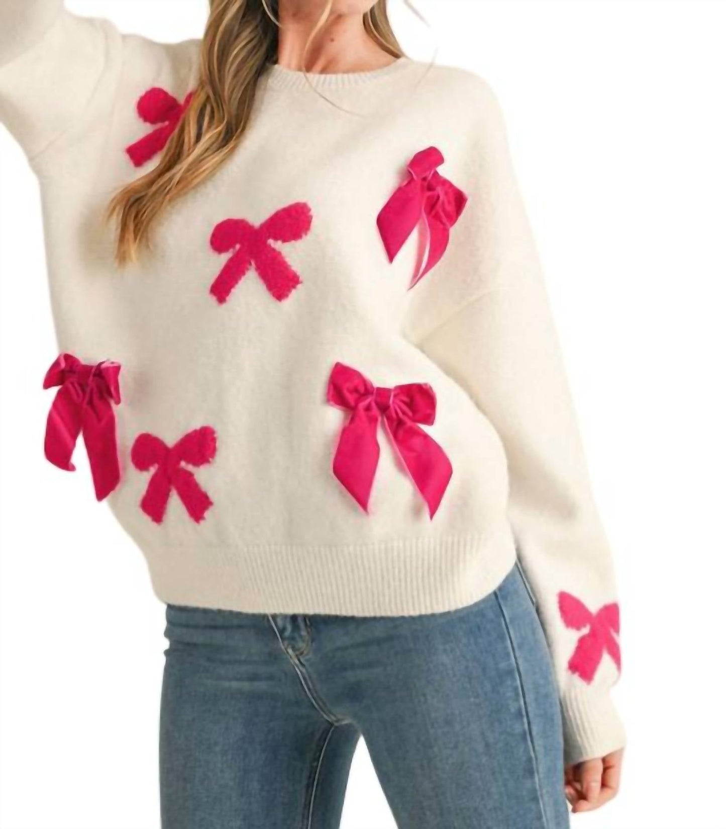 &Merci - Velvet Bow Knit Sweater