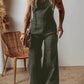 1 The Woman - Seamed Zipper Spaghetti Strap Flared Jumpsuit