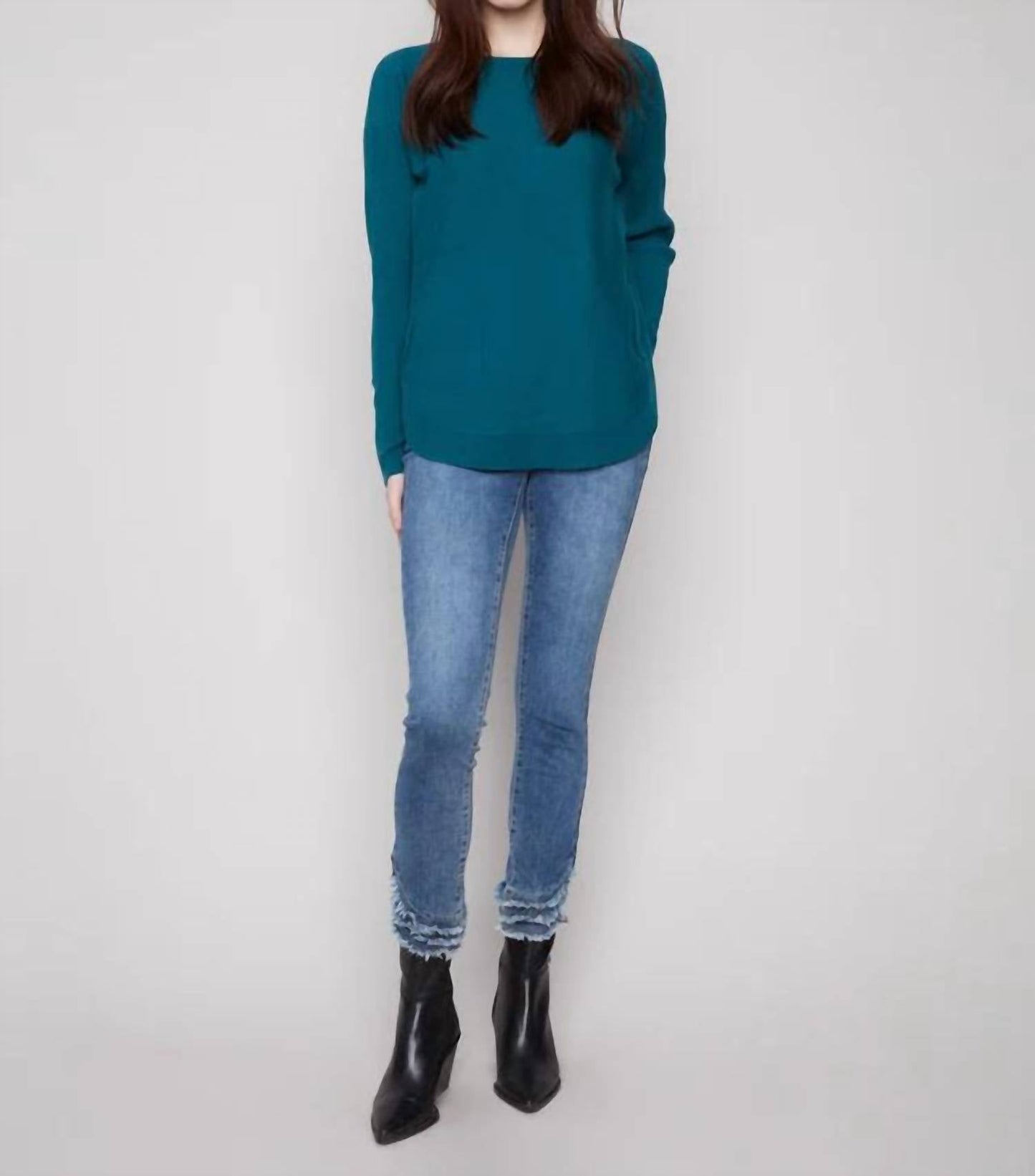 Charlie B - Lace Up Cuffs Knit Sweater