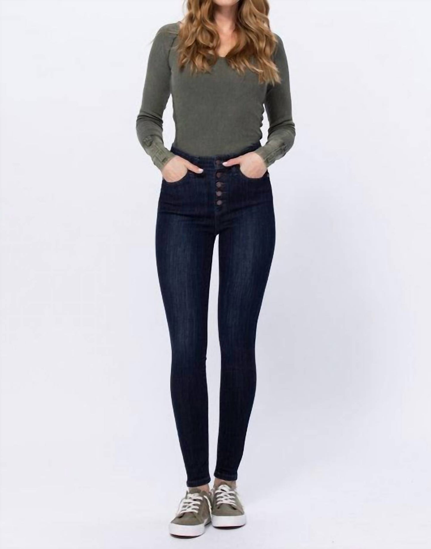Judy Blue - High Waist Handsand Resin Skinny Jeans