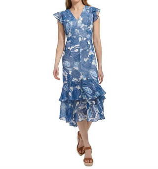 Tommy Hilfiger - Paisley Print Ruffled Midi Dress