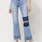 Flying Monkey - High Rise Distressed Patched Crop Flare Jeans
