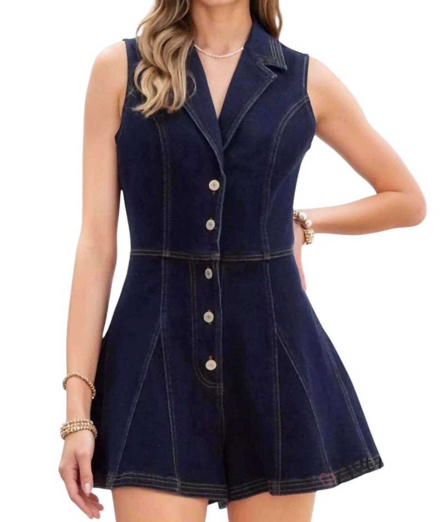 Entro - Ellie Sleeveless Button Down Denim Romper