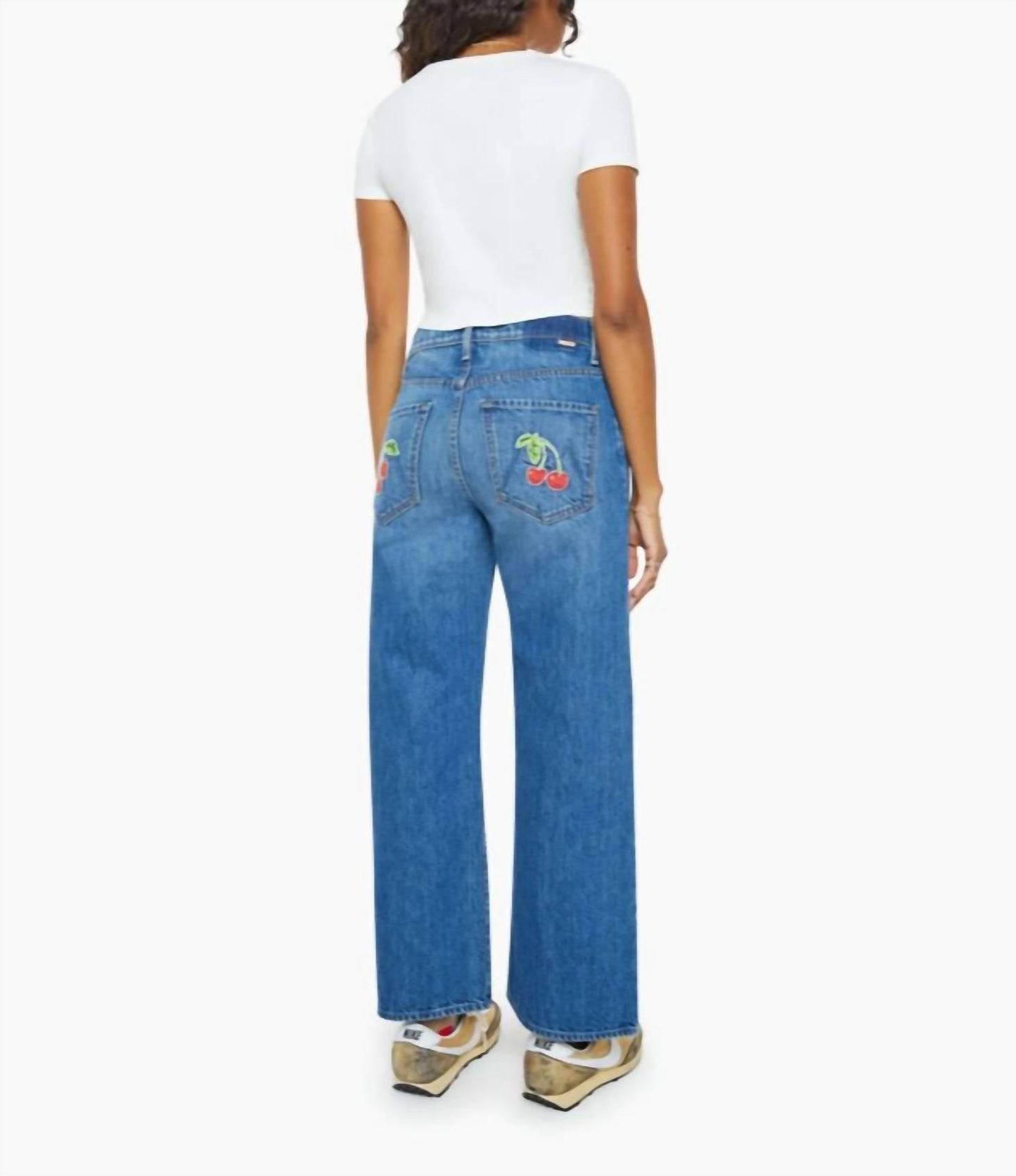 Mother - The Dodger Ankle Loose Wide Leg With Cherries Jeans