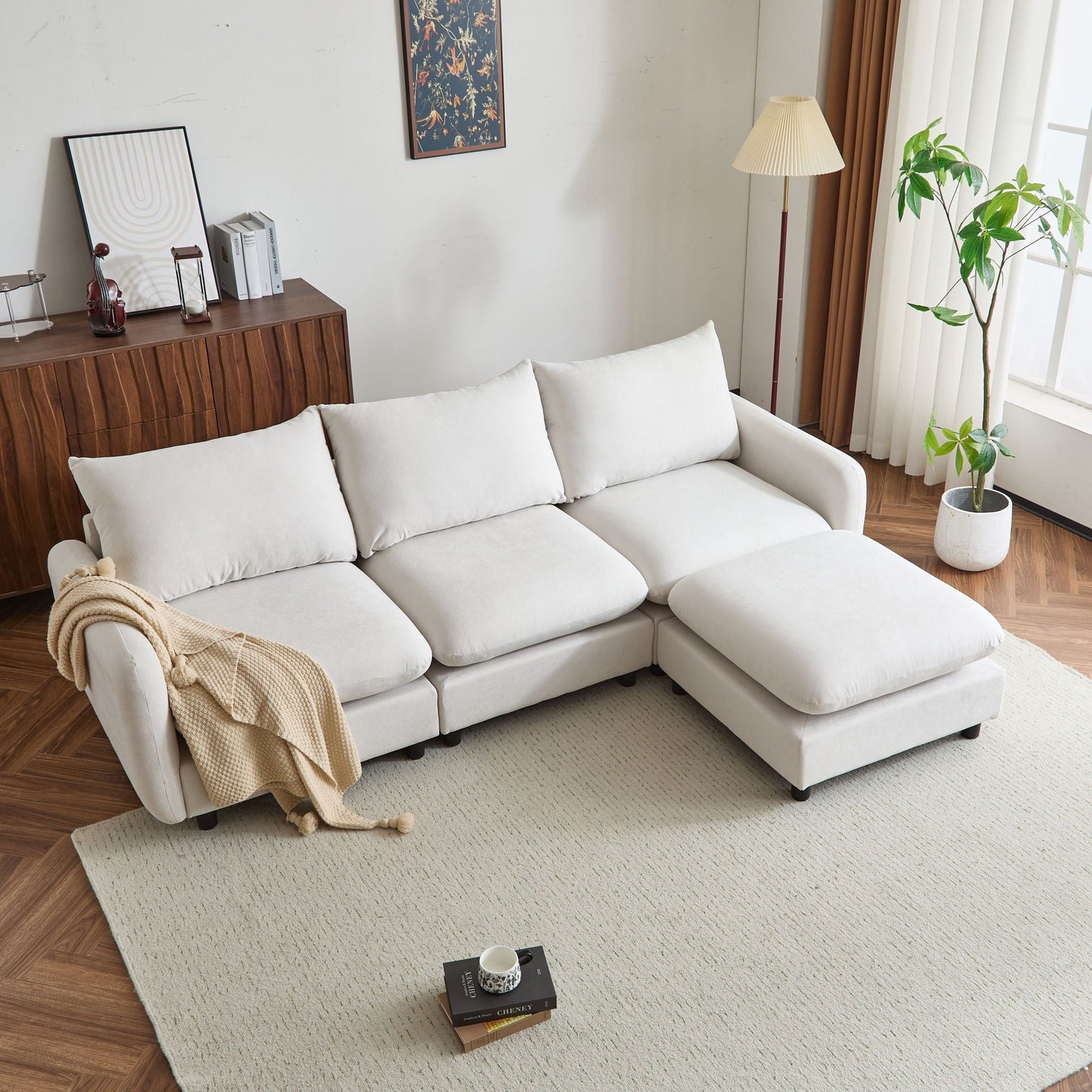 Oversize Modular Sectional Sofa With Ottoman For Living Room