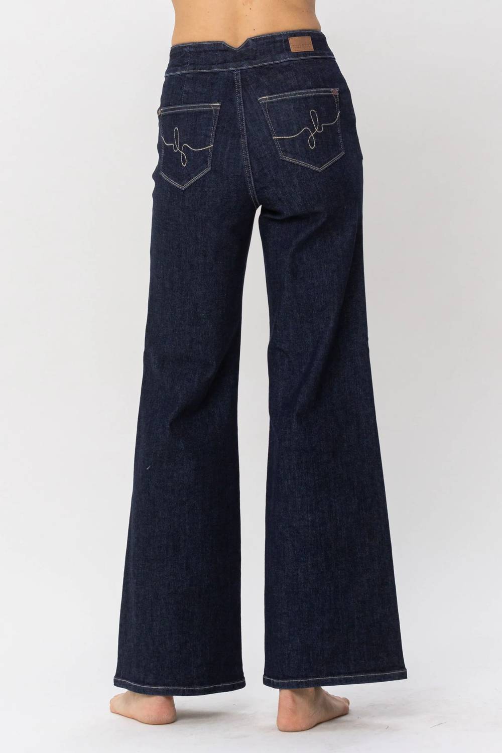 Judy Blue - High Waist Rinse Geometric Wide Leg Jean