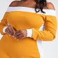 The Curve La - Plus Size Knit Color Block Midi Dress