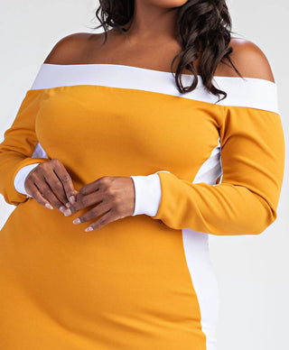 The Curve La - Plus Size Knit Color Block Midi Dress