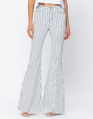 Judy Blue - High Waist White Pin Stripe Super Flare Jeans