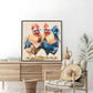 Farmhouse Rooster Wall Art, Rustic Canvas Print 24" x 24"