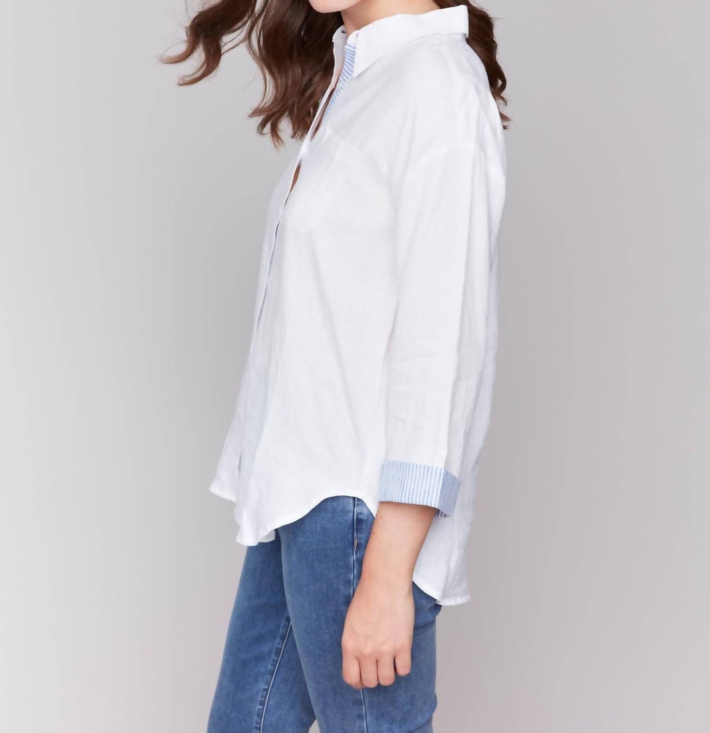 Charlie B - Drop Shoulder 3/4 Button Down Shirt