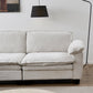 Living Room Sofa Luxury Couch with Ottoman in Soft Chenille Beige