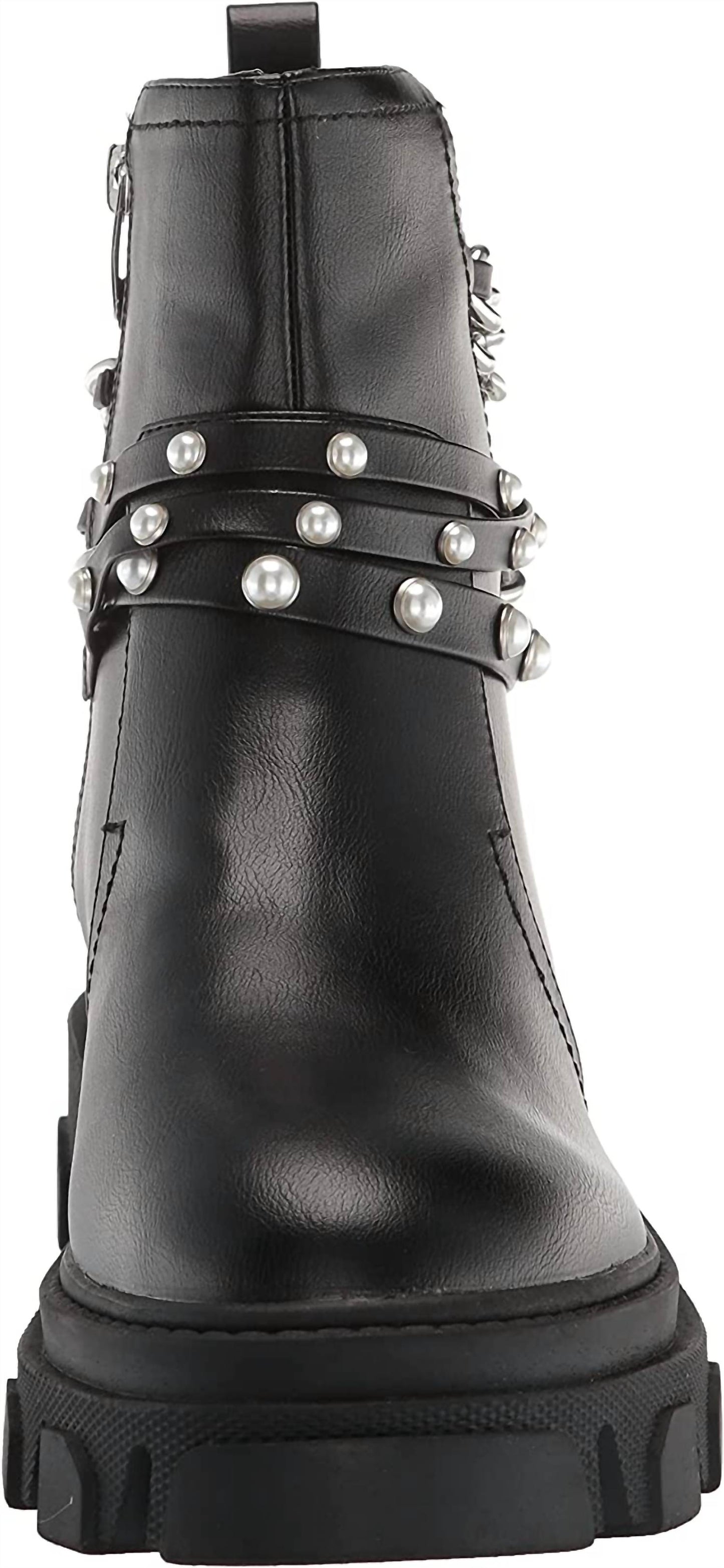 Nine West - Women's Cearlz3 Chain Detailed Leather Ankle Boots