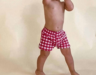 Montce - Boy's Gingham Mini Swim Trunk