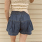 Aemi + Co - High Rise Tiered Button Denim Shorts