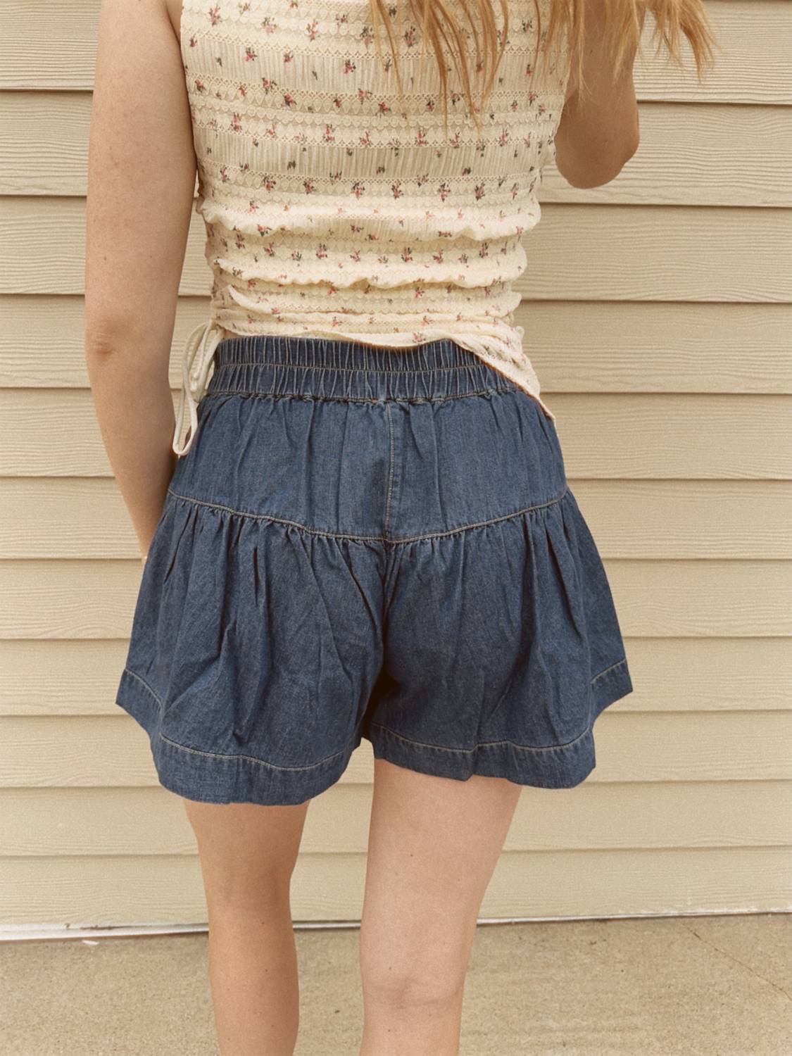 Aemi + Co - High Rise Tiered Button Denim Shorts