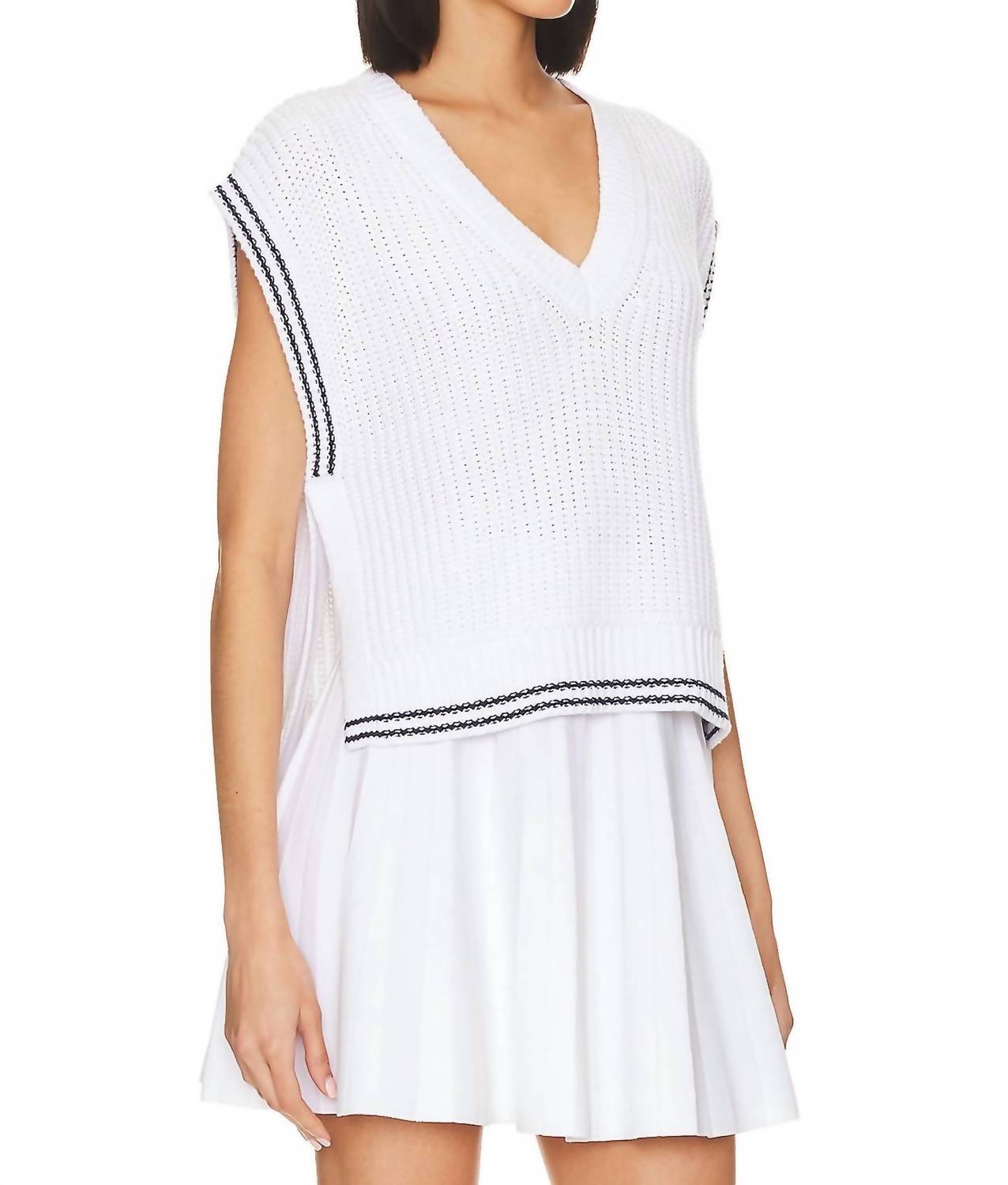 525 America - Lizzie Cable Varsity Vest Sweater