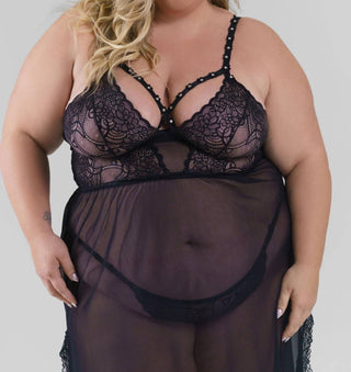 Isayes - Sheer Long Nightwear Gown - Plus