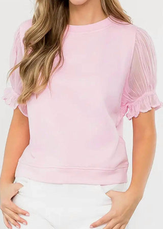 Thml - French Terry Top With Chiffon Sleeve