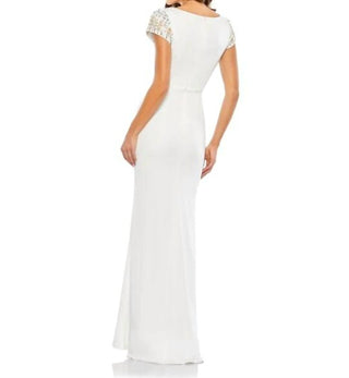 Ieena For Mac Duggal - Beaded Cap Sleeve Column Dress